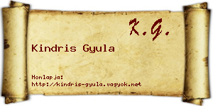 Kindris Gyula névjegykártya